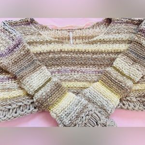 Free People Chunky Knit Crop Sweater Sz XS